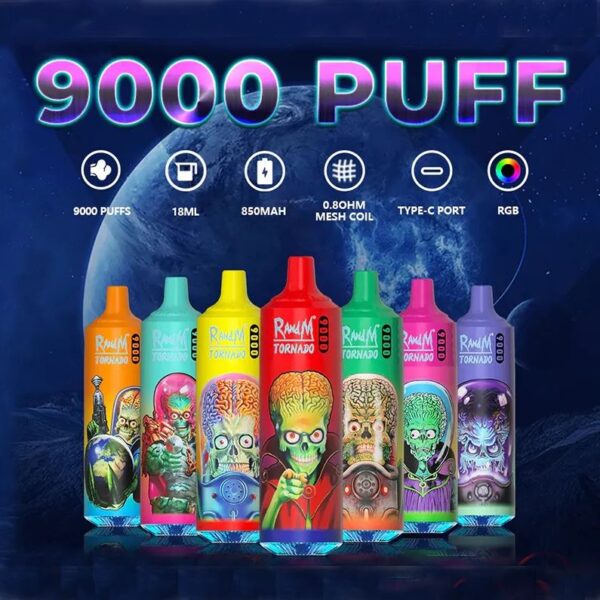 RandM Tornado 9000 Puffs 0% 2% 3% 5% Nicotine Disposable Vape Wholesale - BoatVape - 1