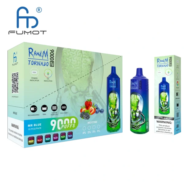 RandM Tornado 9000 PRO Puffs 0% 2% 3% 5% с низким содержанием никотина. Купить перезаряжаемую одноразовую вейп-пароварку оптом - BoatVape - 5