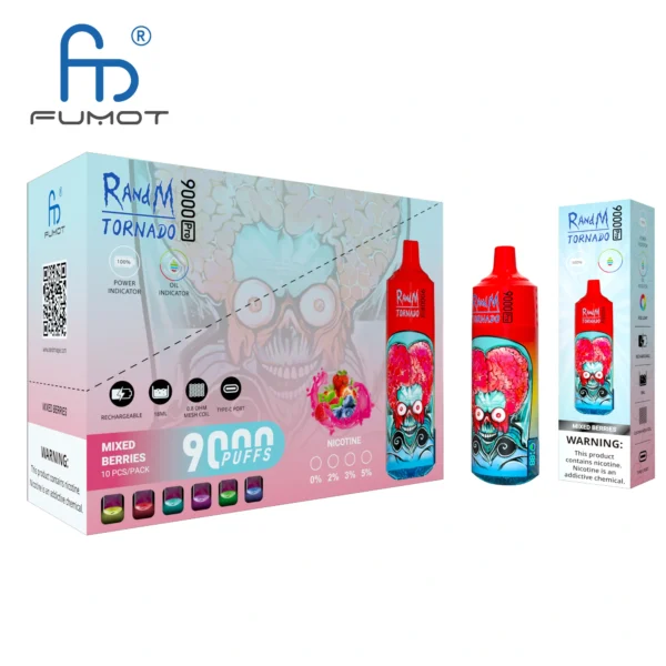 RandM Tornado 9000 PRO Puffs 0% 2% 3% 5% с низким содержанием никотина Купить перезаряжаемую одноразовую вейп-пароварку оптом - BoatVape - 3