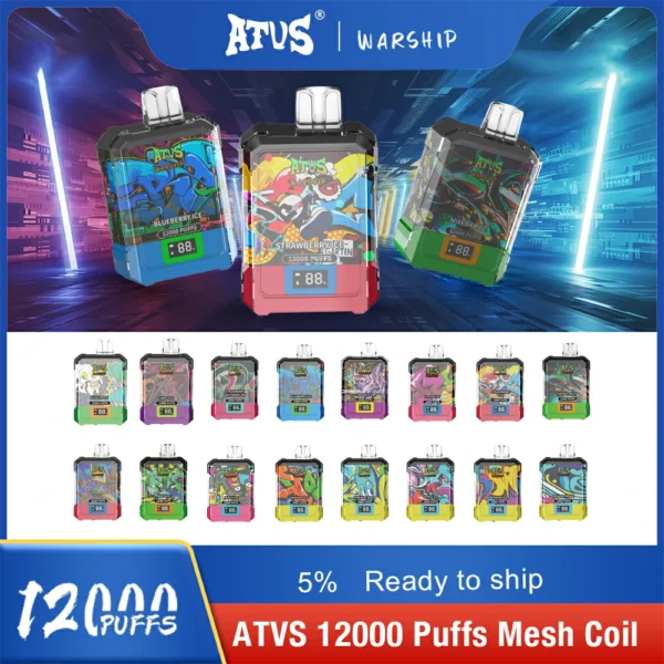 Atvs Warship 12000 Puffs 5% Low Nicotine Rechargeable Disposable Vapes Pen Bulk Buy Wholesale - BoatVape - 4