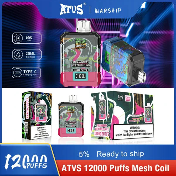 Atvs Warship 12000 Puffs 5% Low Nicotine Rechargeable Disposable Vapes Pen Bulk Buy Wholesale - BoatVape - 3