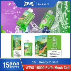 Atvs 15000 Puffs 5% Stylo à vape jetable rechargeable à faible teneur en nicotine Acheter en gros - BoatVape - 24