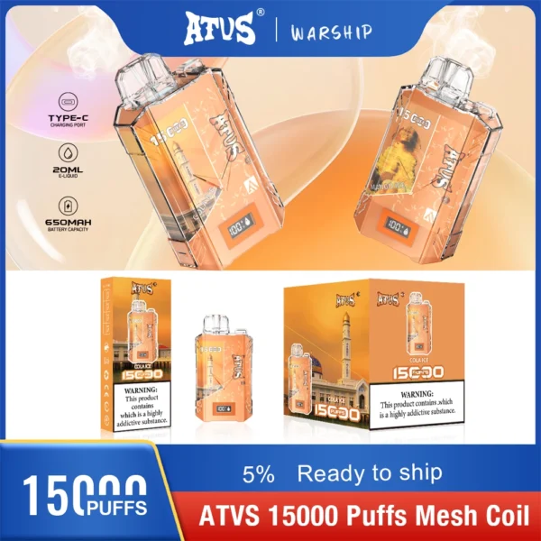 Atvs 15000 Puffs 5% Stylo à vape jetable rechargeable à faible teneur en nicotine Acheter en gros - BoatVape - 10