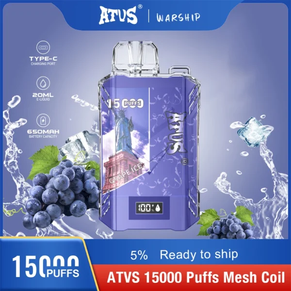 Atvs 15000 Puffs 5% Stylo à vape jetable rechargeable à faible teneur en nicotine Acheter en gros - BoatVape - 7