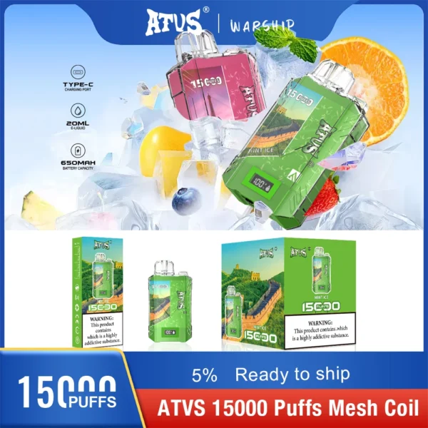 Atvs 15000 Puffs 5% Stylo à vape jetable rechargeable à faible teneur en nicotine Acheter en gros - BoatVape - 4