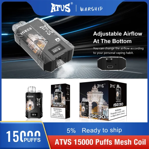 Atvs 15000 Puffs 5% Stylo à vape jetable rechargeable à faible teneur en nicotine Acheter en gros - BoatVape - 2