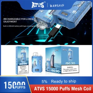 Atvs 15000 Puffs 5% Stylo à vape jetable rechargeable à faible teneur en nicotine Acheter en gros - BoatVape - 26