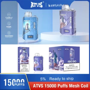 Atvs 15000 Puffs 5% Stylo à vape jetable rechargeable à faible teneur en nicotine Acheter en gros - BoatVape - 25