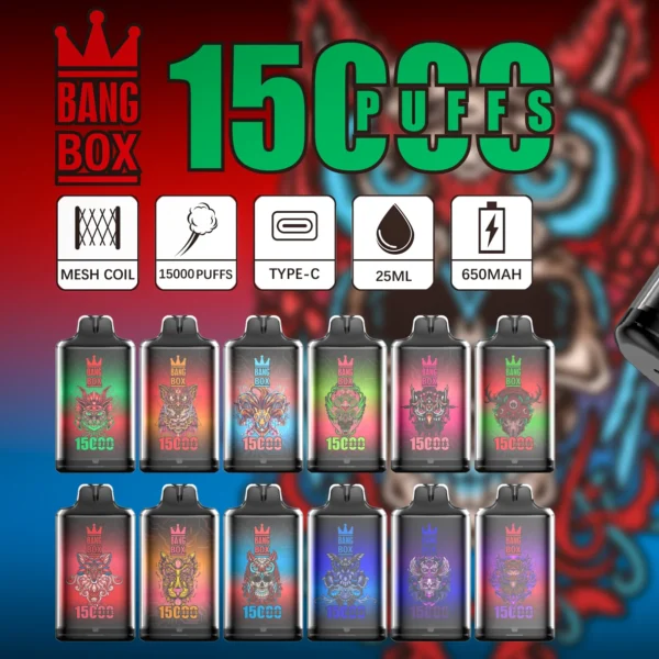 Bang Box S1 15000 Puffs 0% 2% 3% 5% Stylo vape jetable rechargeable à faible teneur en nicotine en vrac Acheter en gros - BoatVape - 1