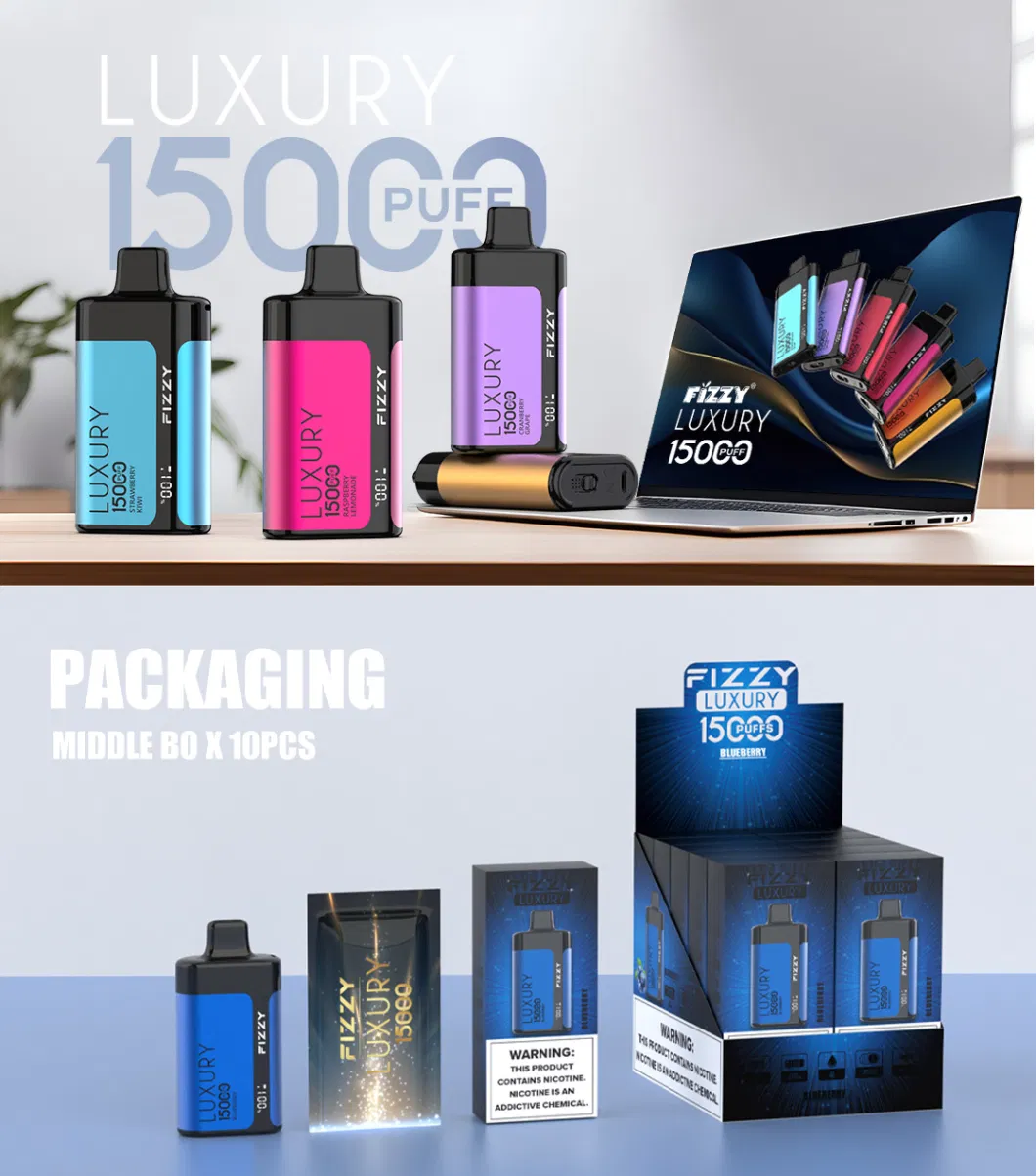 Fizzy Luxury 15000 Rookwolken 2% 5% Oplaadbare wegwerpvapes-pen met laag nicotinegehalte Bulk Koop groothandel