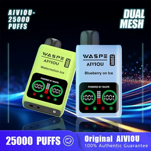 WASPE 25000 PUFFS Dual Mesh Box 0% 2% 5% Low Nicotine LED Display Rechargeable Disposable Vapes Pen Bulk Buy Wholesale - BoatVape - 1