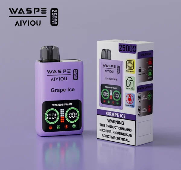 WASPE 25000 PUFFS Dual Mesh Box 0% 2% 5% Low Nicotine LED Display Rechargeable Disposable Vapes Pen Bulk Buy Wholesale - BoatVape - 3