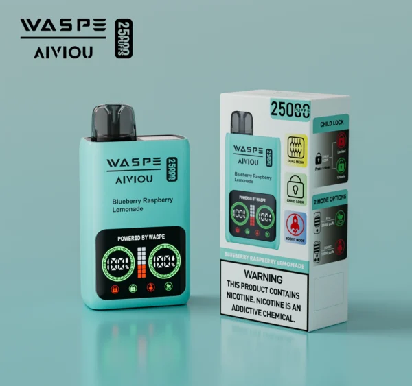 WASPE 25000 PUFFS Dual Mesh Box 0% 2% 5% Low Nicotine LED Display Rechargeable Disposable Vapes Pen Bulk Buy Wholesale - BoatVape - 11