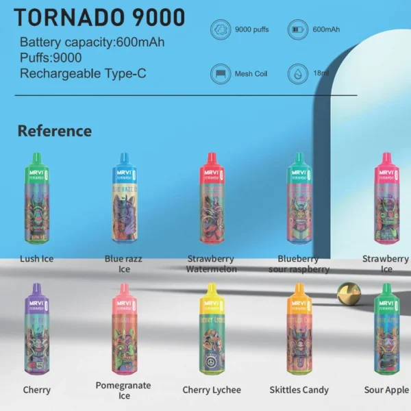 MRVI Tornado 9000 Puffs 2% 3% 5% Caneta Vapes Descartáveis ​​Recarregáveis ​​com Baixa Nicotina em Massa Comprar Atacado - BoatVape - 1