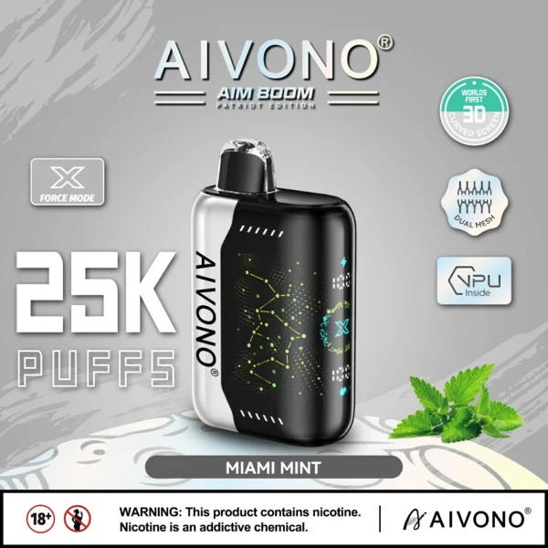 AIVONO AIM BOOM 25000 Puffs Tela digital de malha dupla 0% 2% 3% 5% Caneta Vapes descartáveis ​​recarregáveis ​​com baixo teor de nicotina em massa Compre no atacado - BoatVape - 10