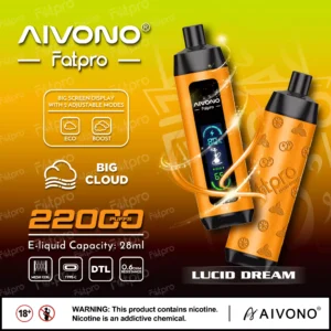 AIVONO Fatpro 22000 Puffs Vízipipa digitális képernyő 0% 2% 3% 5% Alacsony nikotintartalmú Újratölthető Eldobható Vapes Pen Tömeges Vásárlás Nagyker - BoatVape - 14