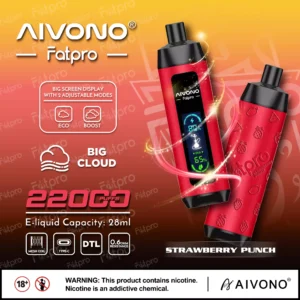 AIVONO Fatpro 22000 Puffs Vízipipa digitális képernyő 0% 2% 3% 5% Alacsony nikotintartalmú Újratölthető Eldobható Vapes Pen Tömeges Vásárlás Nagyker - BoatVape - 15