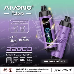 AIVONO Fatpro 22000 Puffs Vízipipa digitális képernyő 0% 2% 3% 5% Alacsony nikotintartalmú Újratölthető Eldobható Vapes Pen Tömeges Vásárlás Nagyker - BoatVape - 17