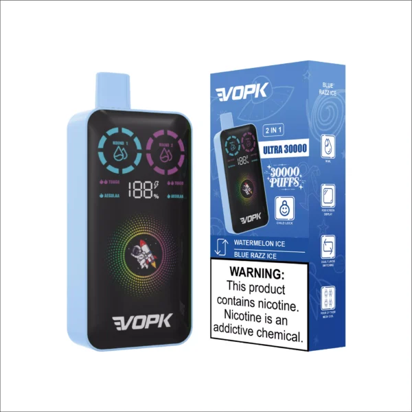 VOPK ULTRA 30000 Puffs Double Flavour Dual Mesh Digital Screen 2% Low Nicotine Rechargeable Disposable Vapes Pen Bulk Buy Wholesale - BoatVape - 11