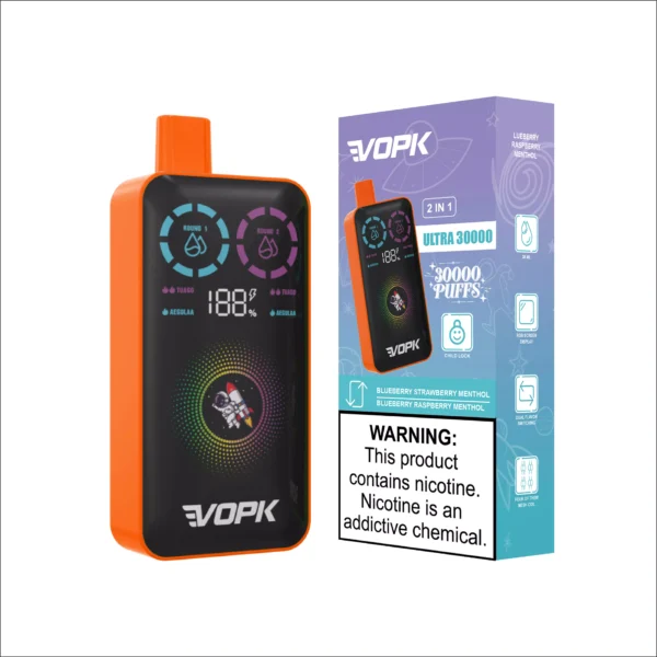 VOPK ULTRA 30000 Puffs Double Flavour Dual Mesh Digital Screen 2% Low Nicotine Rechargeable Disposable Vapes Pen Bulk Buy Wholesale - BoatVape - 4